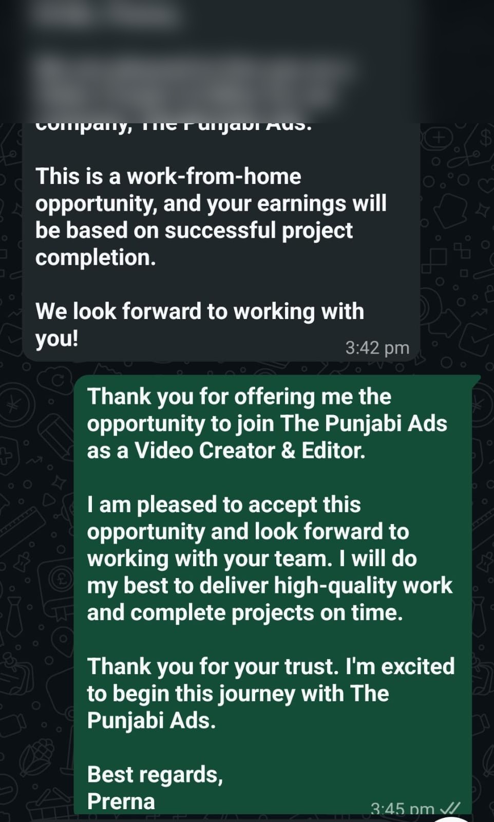 Client feedback screenshot 3