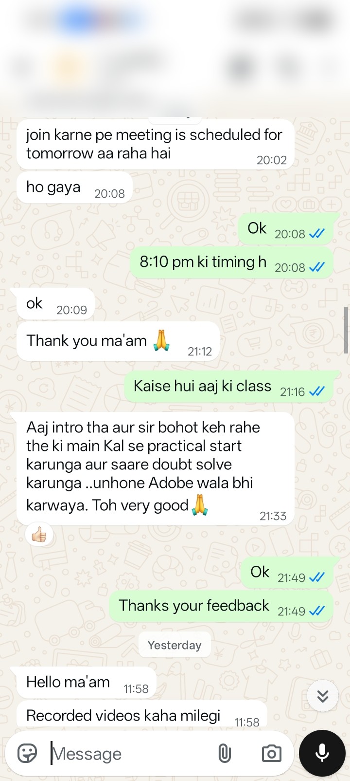 Client feedback screenshot 8